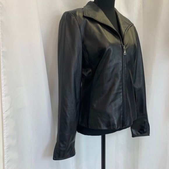 Danier Leather black soft leather Moto jacket Sz S NWOT - Picture 2 of 6